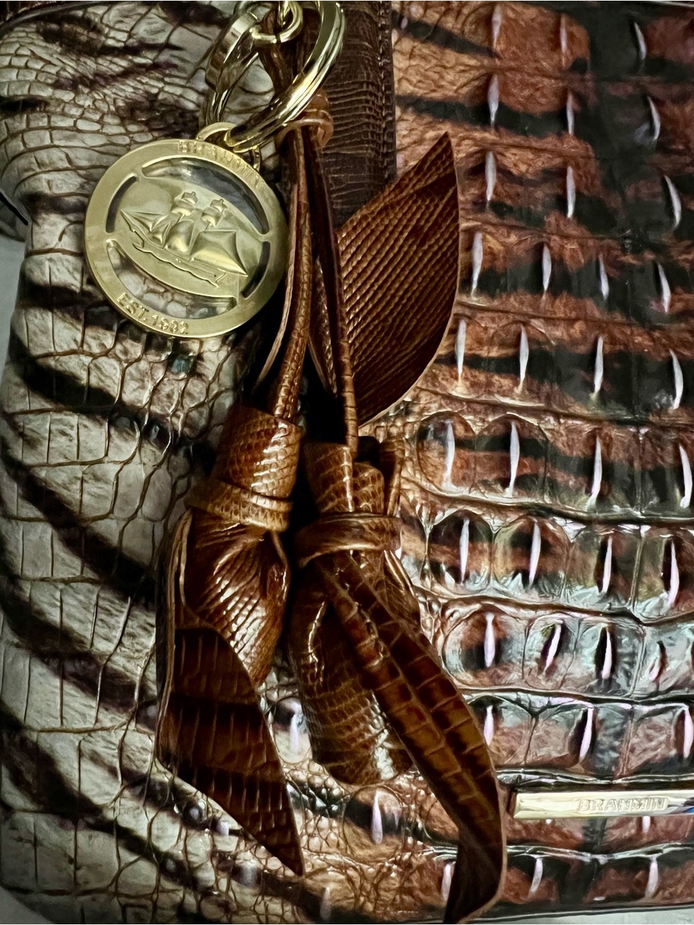BRAHMIN “Feline Hermosa” Medium Duxbury with Ady Wallet, EUC & Brahmin Roses🌹 - Picture 6 of 13